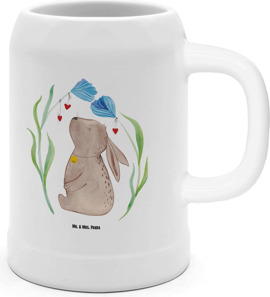 Mr. & Mrs. Panda Humpen Hase Blume - Weiß - Geschenk, Seidel, Bier, Geburt, Keramikkrug, Geburtstag, Osternest, Kindergeburtstag, Krug, Schwangers...