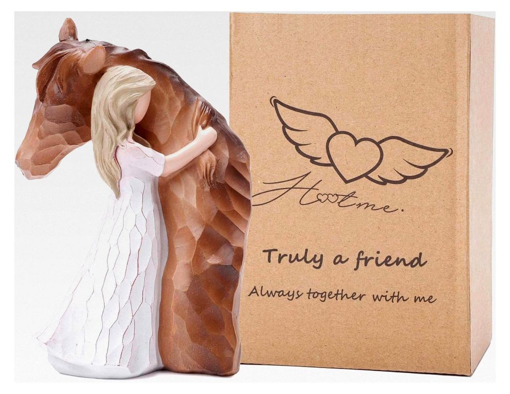 Pferde Andenken Geschenke für Frauen, Mädchen und Pferdeliebhaber Freundschaftsfigur, stille Stärke, handbemalte Figur