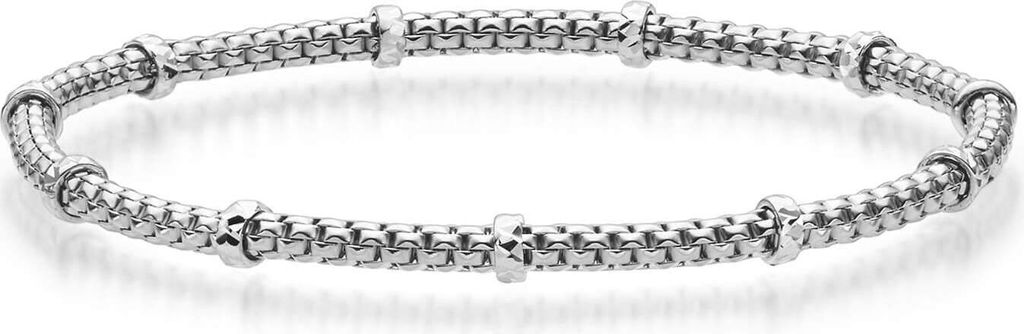 2mm Cubic-Armband mit Rollo elastisch 750 Gold Weißgold stretch flexibel