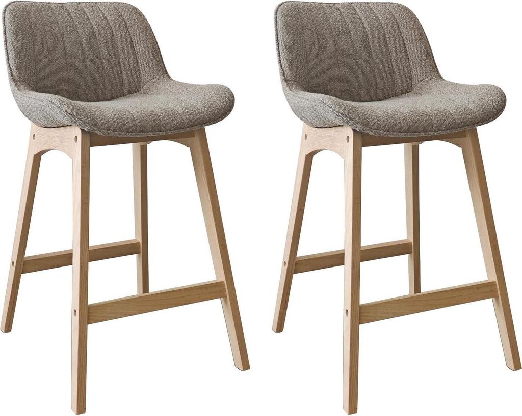 Set aus Insel- und Barstühlen aus Eiche mit 65 cm Sitzfläche aus MILK-Frottee