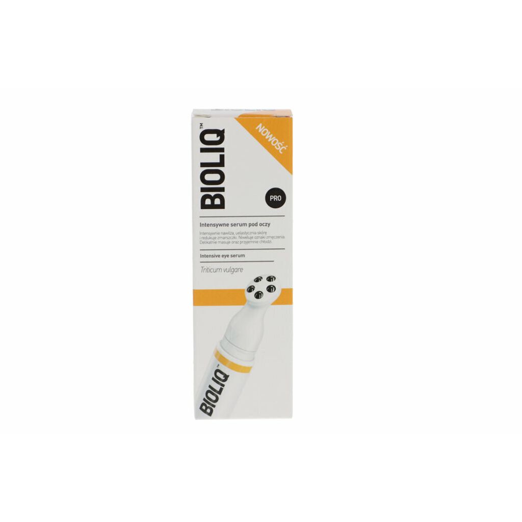 A product shot of a BIOLIQ Pro eye serum packaging with an applicator.