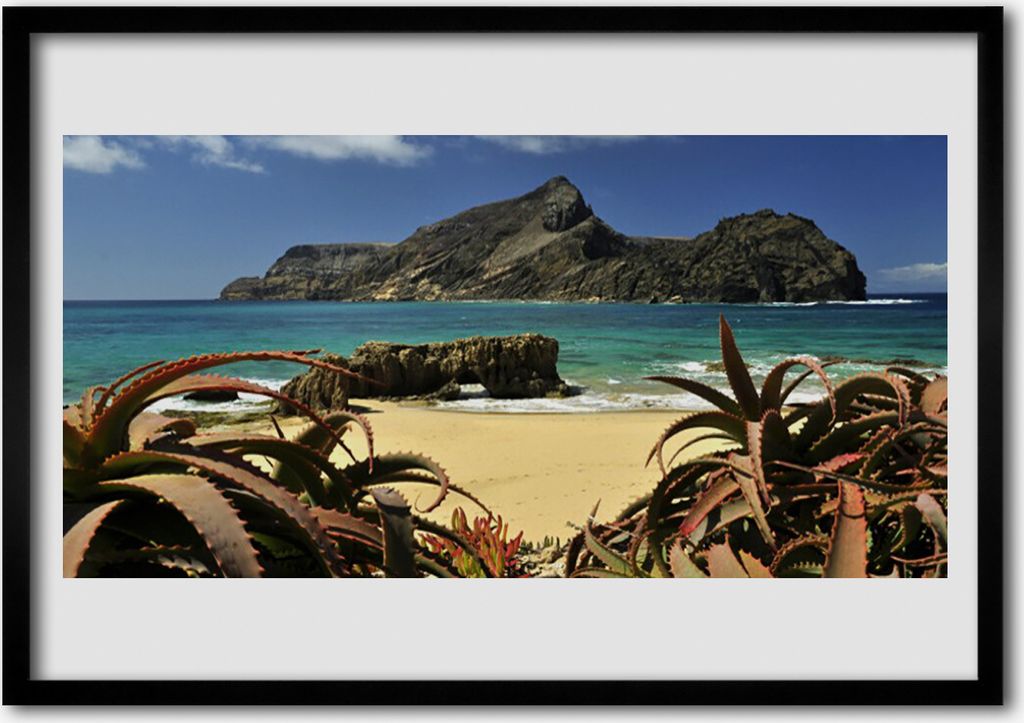 Bild 100x70 MDF-Rahmen Wandkunst Strand Meer Felsen-Landschaft