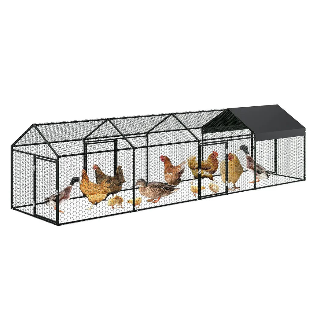 Enclos extérieur pour animaux volière jardin avec portes de sécurité noire