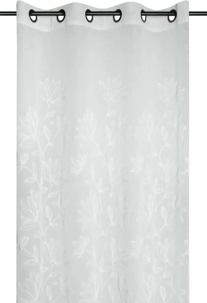 Rideau Blanc Anti-Vis-à-Vis 140x260 cm - Voilage Botanique Lumineux