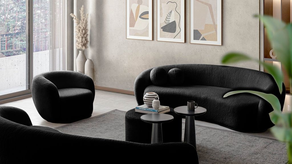 Couchgarnitur BOHNE : 3+1 / Farbe: Schwarz