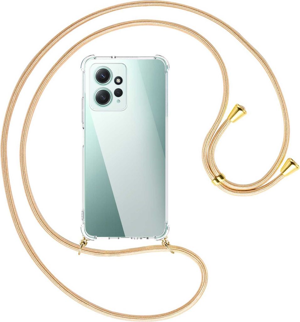 Handykette Backcover-Schutzhülle mit Band (Metall goldfarben) für Xiaomi Redmi Note 12 4G (6.67'') - Goldkordel