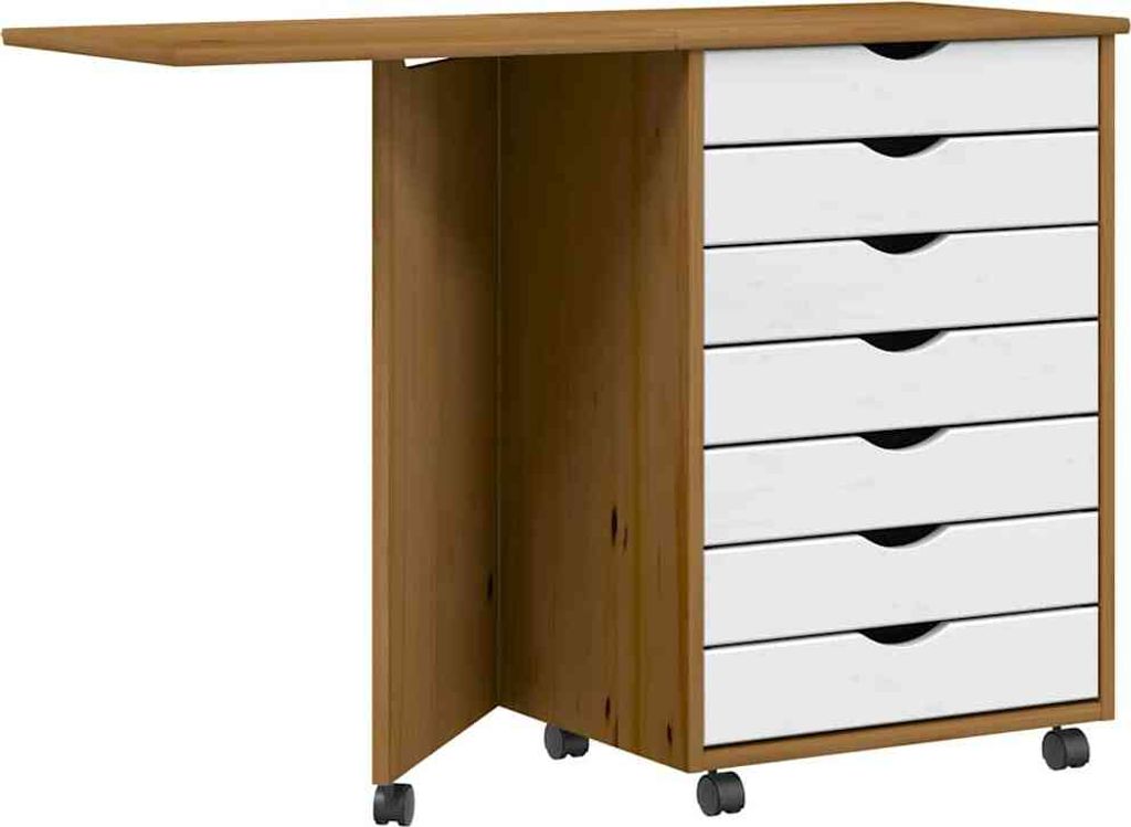 "SALE 2026"Rollschrank mit Schreibtisch MOSS Honigbraun Massivholz Kiefer Promotion900727 - Kommoden