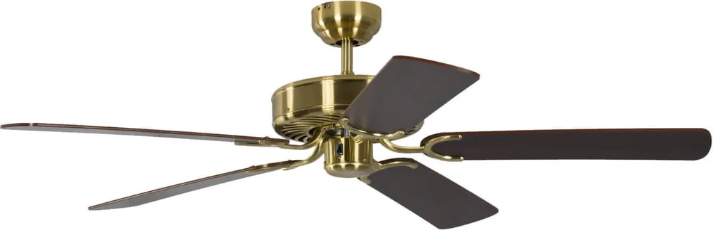 Ventilateur Potkuri 132 cm silencieux en laiton satiné et acajou