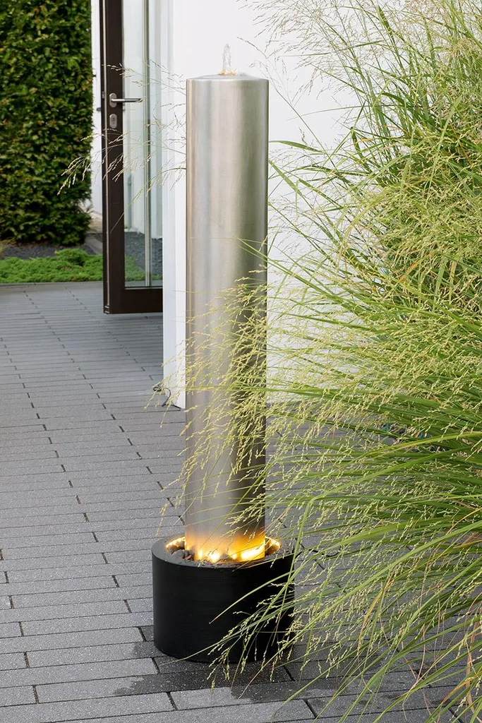 Fontaine Colonne Pillar Gilde en Acier et Zinc Gris H118cm - 55026