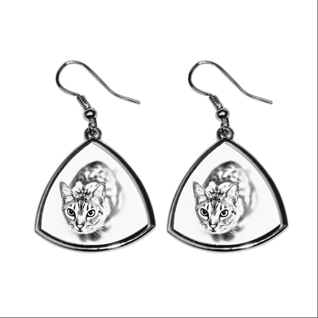 Ocicat - Katzenohrringe, hängende Ohrringe mit Bild, personalisierter Schmuck mit dem Aufdruck der Marke Art-Dog