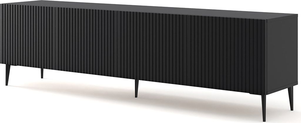 TV-Möbel Philaé mit 4 Türen, Schwarz, 200cm