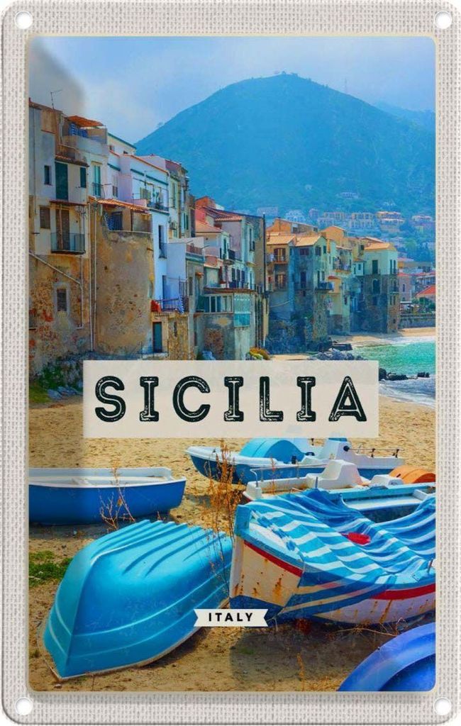 vianmo Blechschild 18x12 cm Sizilien Italien Europa Bildmotiv Reisemotiv Abenteuer Reisen Urlaub
