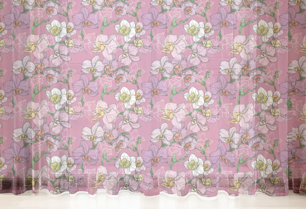 ABAKUHAUS Acquerello Tessuto a Metraggio, Rosa Peonie Roses, Tessuto in