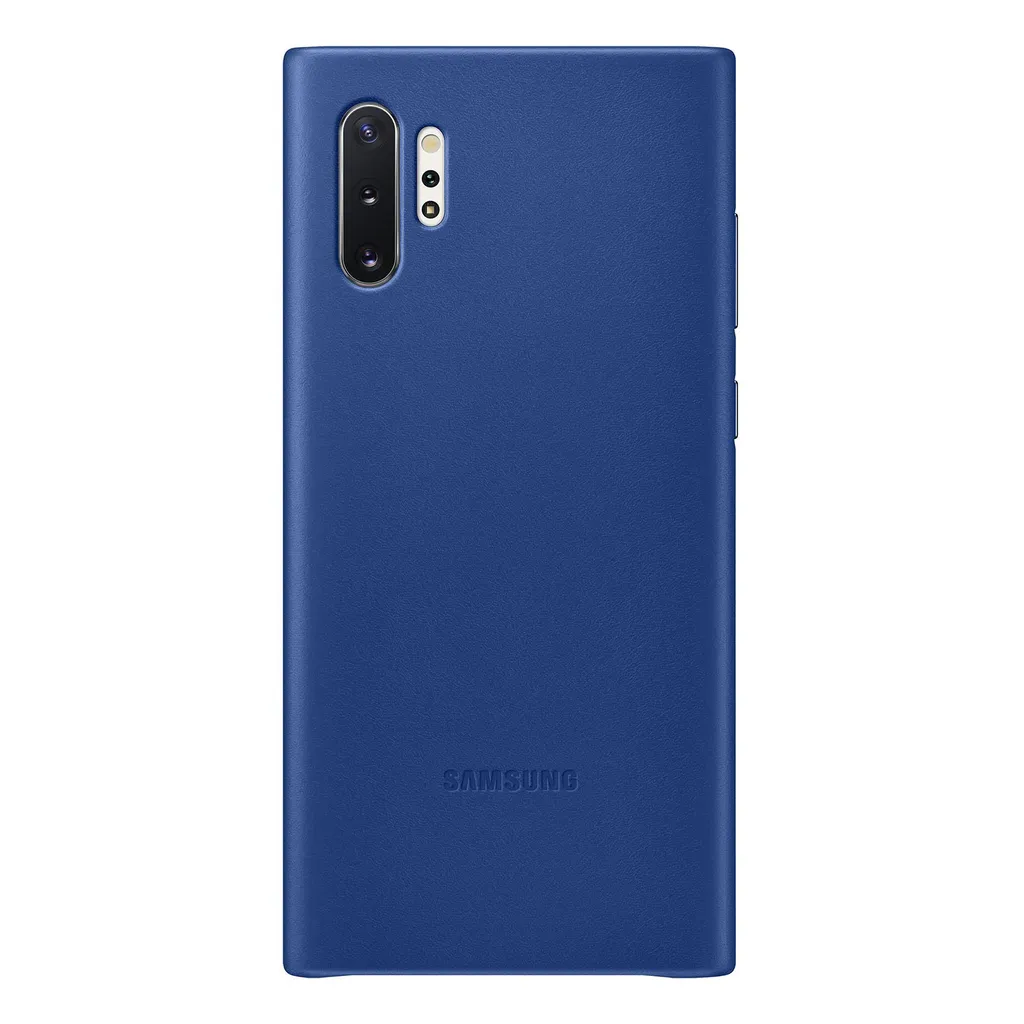 Coque de protection Samsung Note 10+ en cuir bleu pour le bureau
