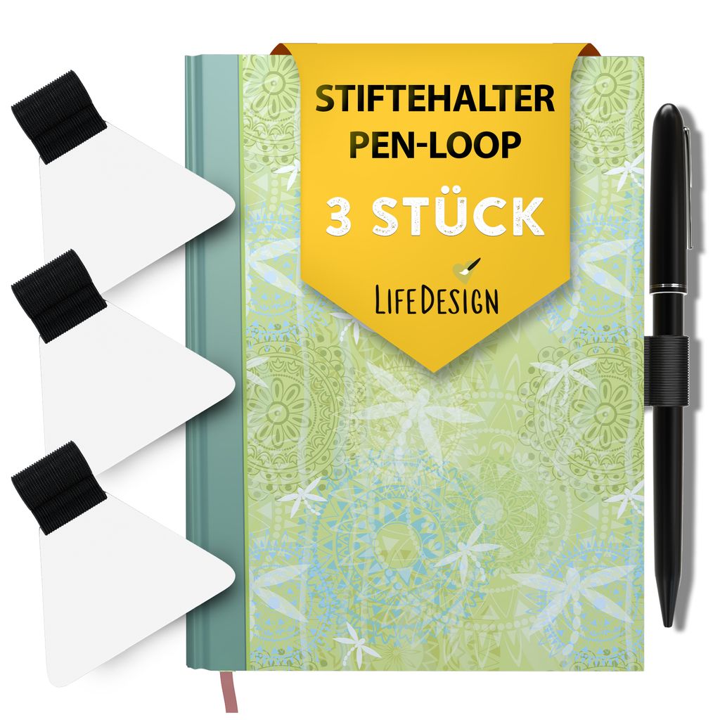 3 Stück Pen Loop Stifthalter Notizbuch