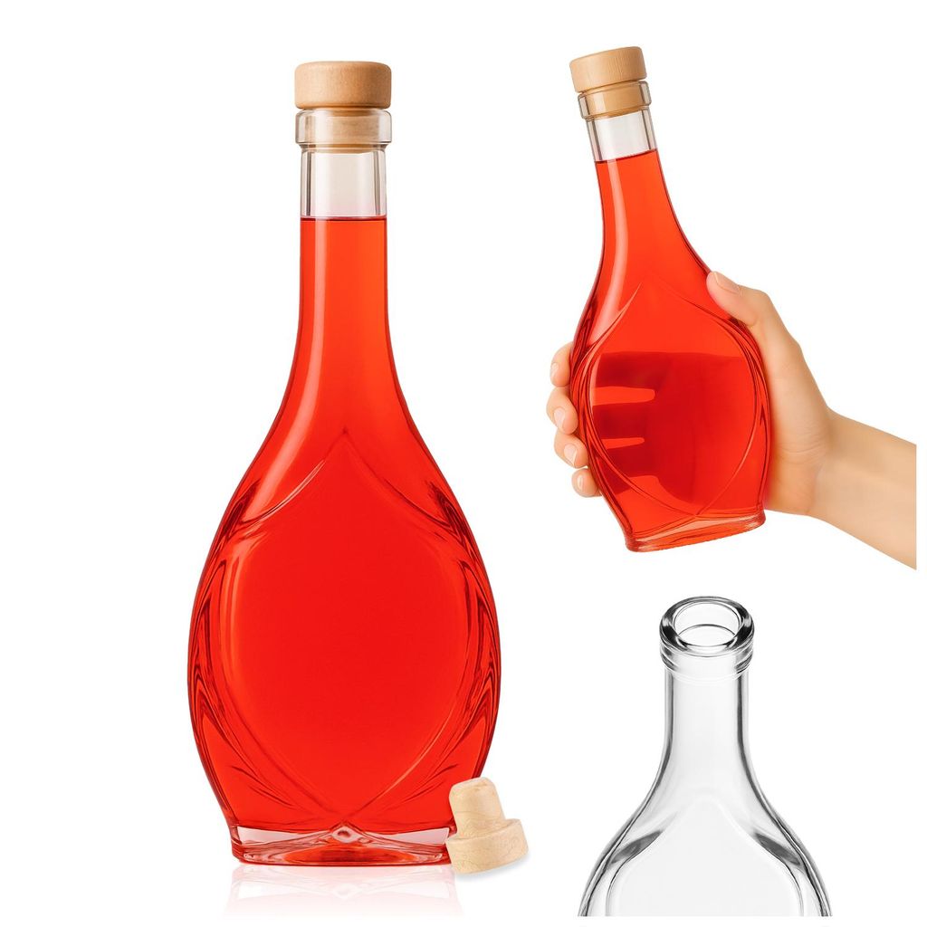 SuperButelki.pl - Glasflasche ICONA 500 ml mit Korken, synthetischer Pilz, Flasche für Liköre, Saft, Wein, Korkenset