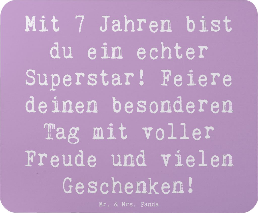 Mr. & Mrs. Panda Mauspad Spruch 7. Geburtstag Superstar - Lavendeltraum - Geschenk, siebter, mousematte, Alter, Mouse Pad, Mousepad, 7-Jährige, Fr...