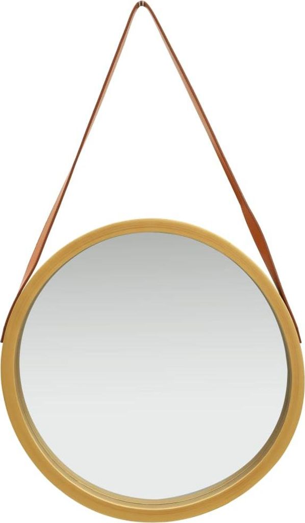 vidaXL Wandspiegel mit Gürtel 50 cm Golden