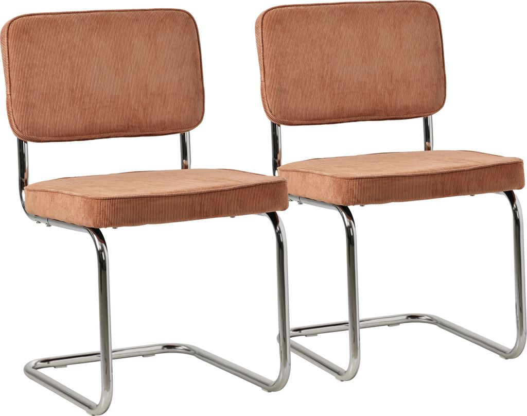 Lot de 2 chaises cantilever en velours côtelé terracotta Image du produit 