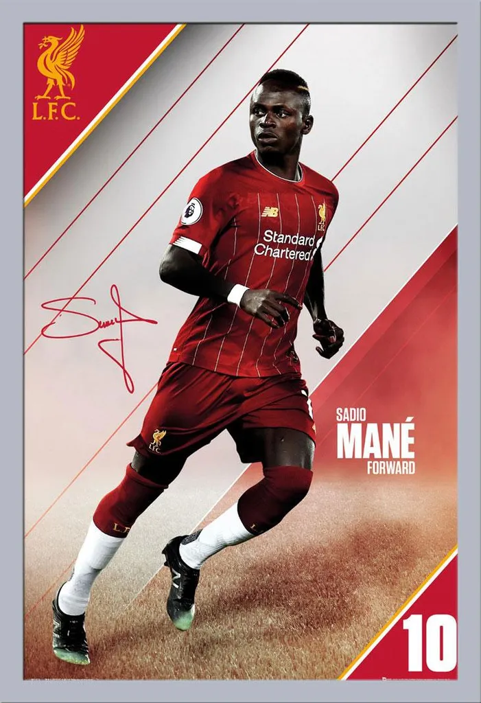 Décoration Murale Liverpool FC Mane avec Cadre Shinsuke Argenté 61x91cm