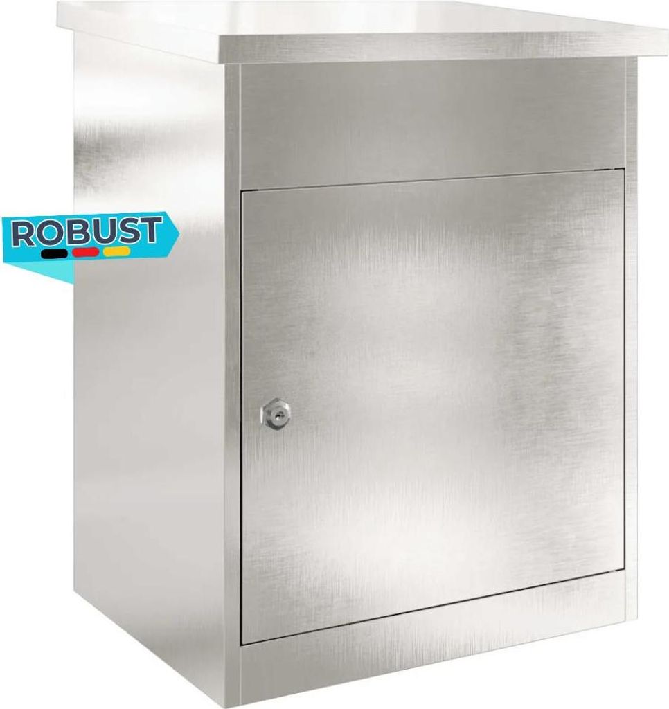 Paketbox KILI mit Speicher Silber 47,5x38x59 cm Edelstahl | Paketkasten Paketbox für Zuhause Kasten für Pakete