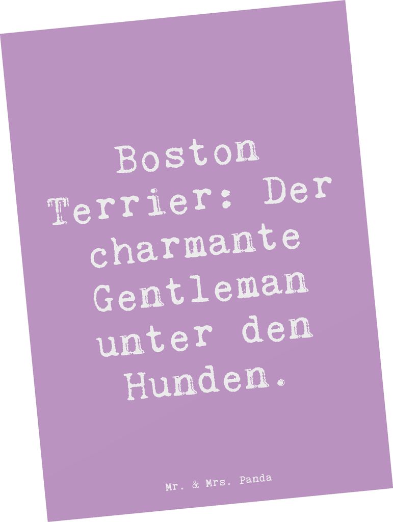 Mr. & Mrs. Panda Grußkarte Spruch Boston Terrier Gentleman - Lavendeltraum - Geschenk, Ansichtskarte, Hundeliebhaber, Postkarten, US-Hunderasse, i...