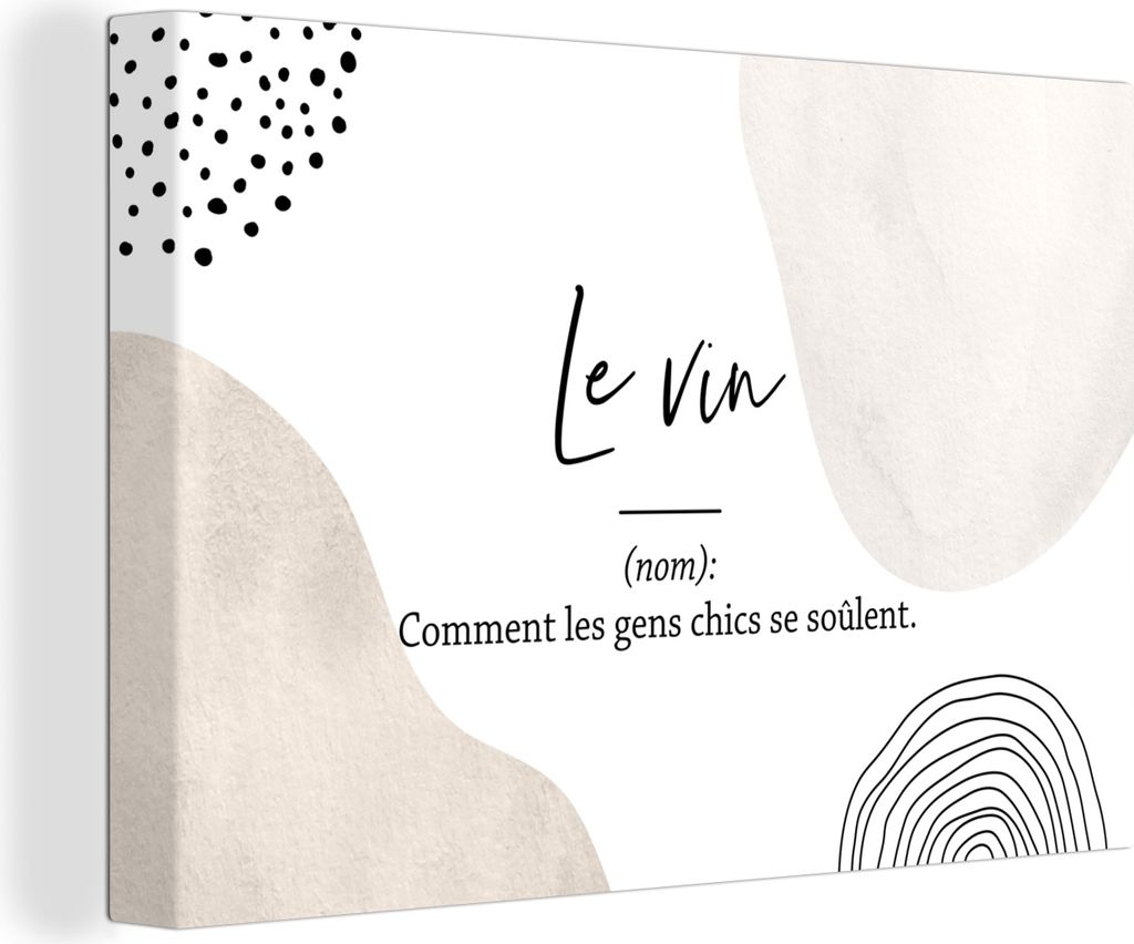 OneMillionCanvasses - Leinwandbilder - 140x90 cm, Zitate - Le vin - Sprichwörter - Wörterbuch - Definition Wein, Wandbilder Kunstdruck Wanddeko...