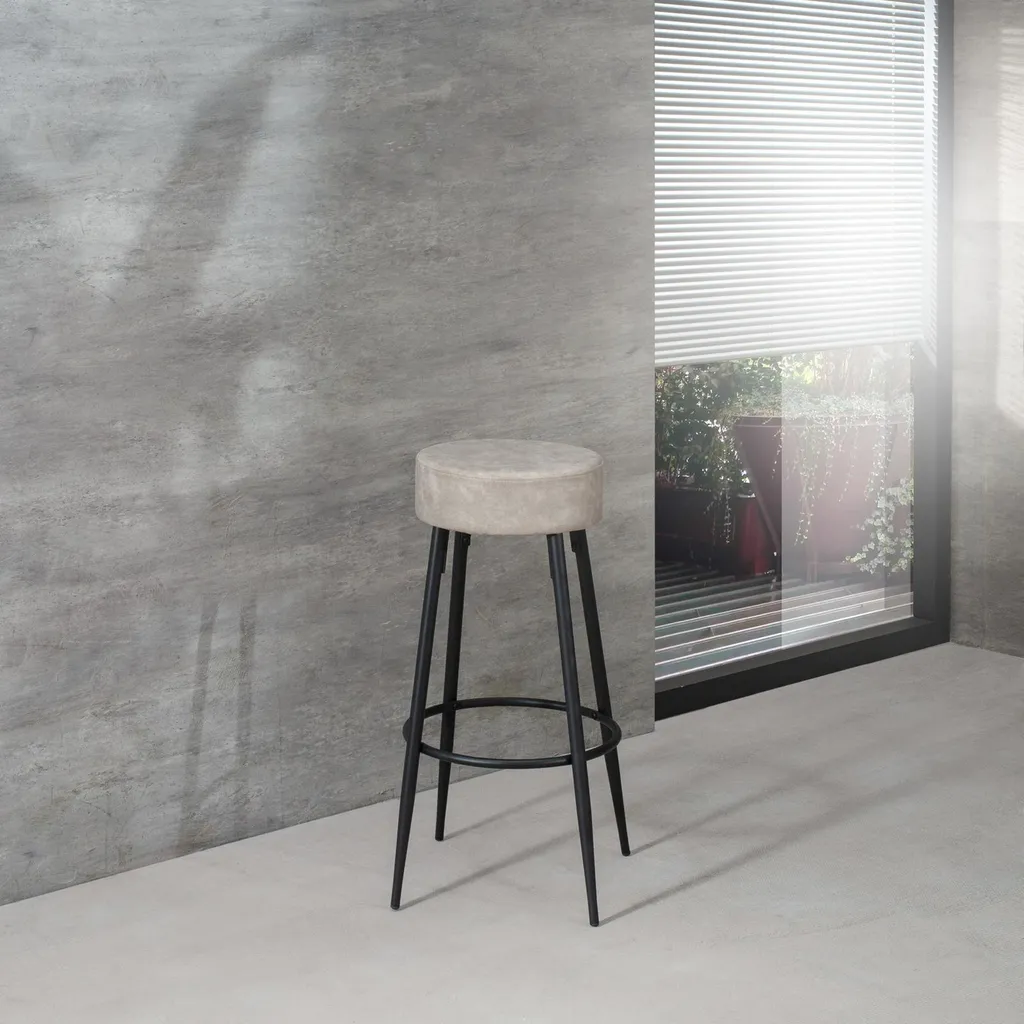 Greg Tabouret en Microfibre Noir - Lot de 2 Tabourets de Bar Design