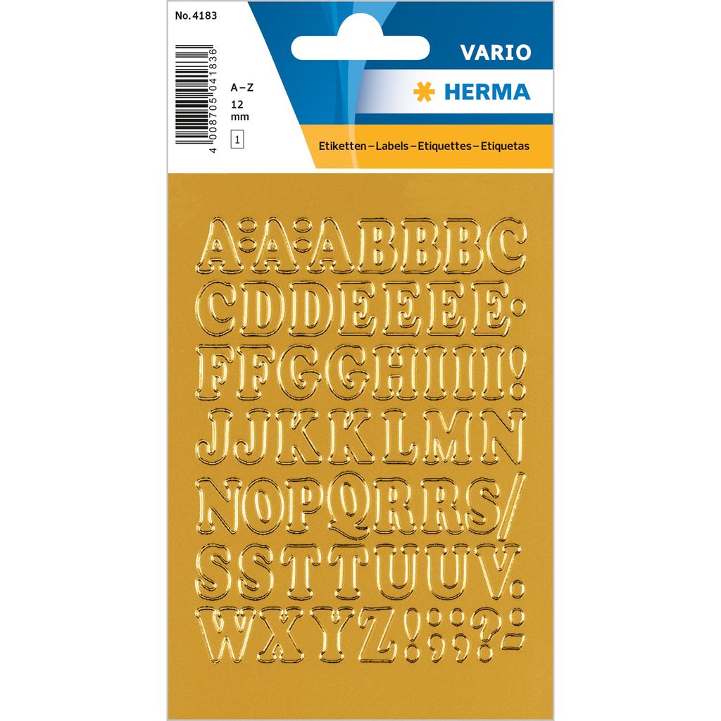 HERMA-4183-Buchstaben Aufkleber Gold, 56 Stück, Produktbild 