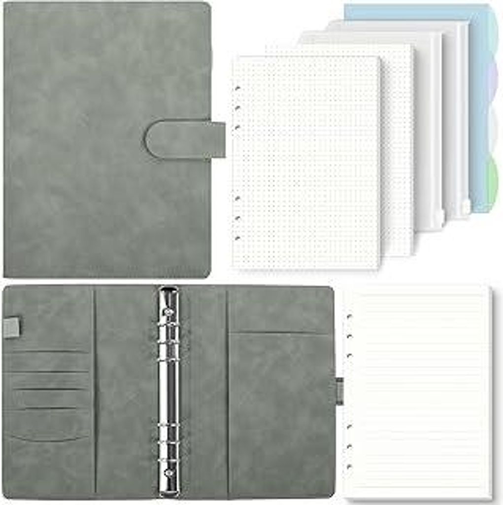 SKYDUE A5 Ringbuch, Ringbuch A5 Nachfüllbar,135 Blätter Nachfüllpapier, Notizbuch Mit Bindertaschen, a5 Binder Für Schulnotizen Und Reisetageb...