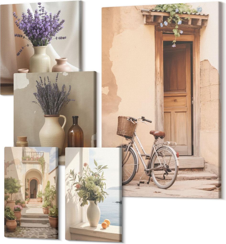 Wandbilder Leinwand 5-teilig – – Polycanvas Kunstdruck – Moderne Bilder für Wohnzimmer & Schlafzimmer – Aufhängefertig – 2x 30x30 cm +...