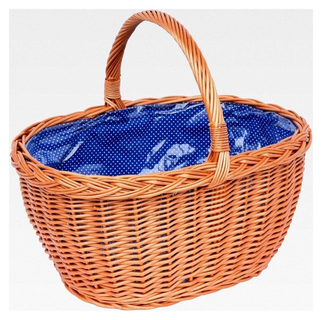 YULKA Weidenkorb Einkaufskorb handgefertigt Weide Blau 48x34x24 cm
