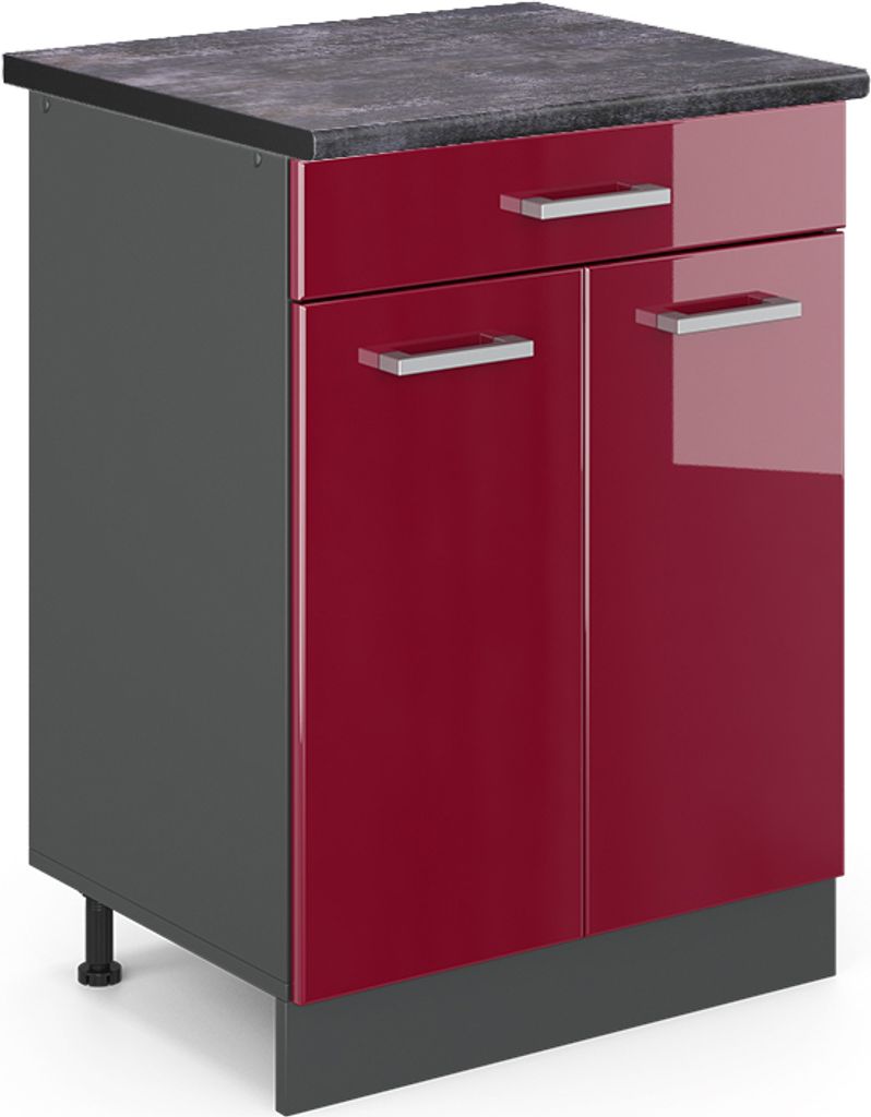 Küchenunterschrank Vicco R-Line Rot Hochglanz 60 cm , AP Produktbild 