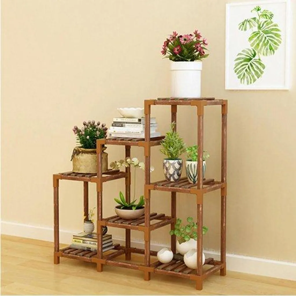 Support plantes bois multicouche - Présentoir modulable pour salon et jardinage