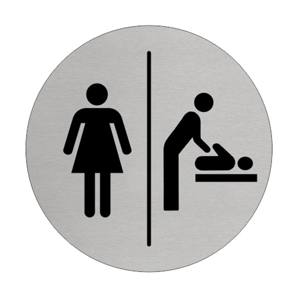 CombiCraft Aluminium Türschild 'Damen - Wickeltisch' - Ø75mm mit 3M-Klebeband