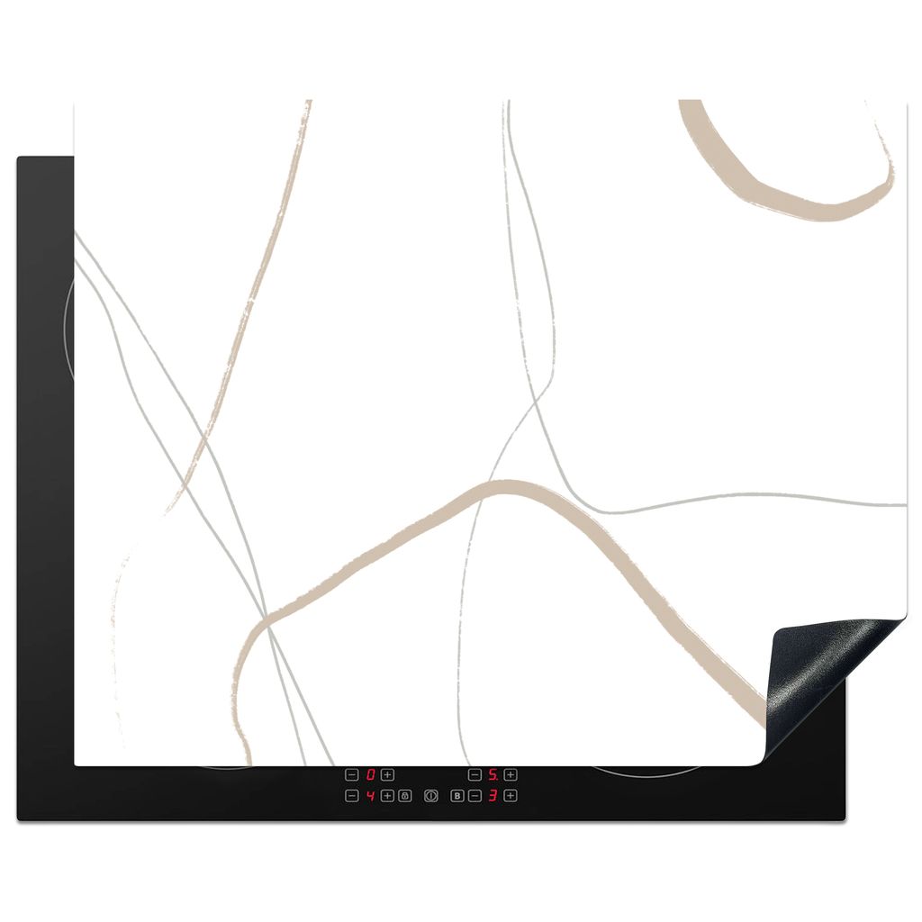 KitchenYeah Herdabdeckplatte Abstrakt - Minimalismus - Linienkunst , 65x52cm, Küche Deko, Glaskeramikkochfeld Herdabdeckung, Abdeckplatte fùr K...
