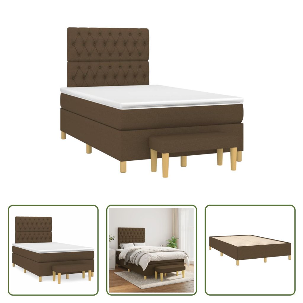 The Living Store Boxspringbett mit Matratze Dunkelbraun 120x190 cm Stoff