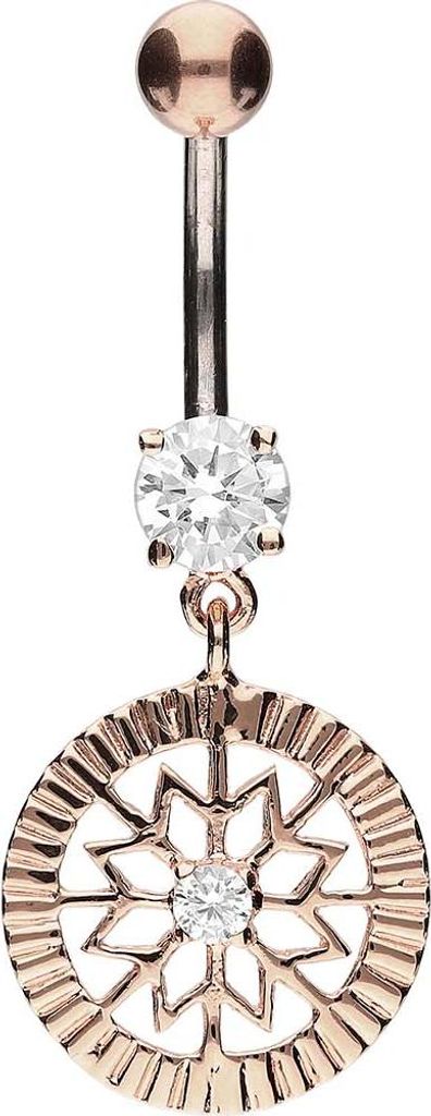 Bauchnabelpiercing Titan Bananabell mit 925er Silber-Design STERN + KRISTALL