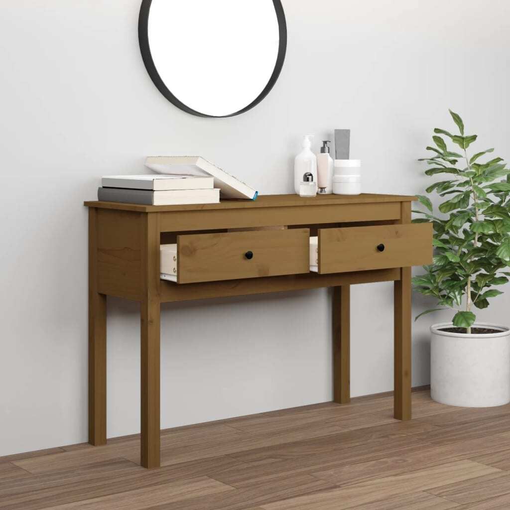 "2026 Aktion"Konsolentisch/Beistelltisch Moderner design - Sofatisch für Wohnzimmer - Honigbraun 100x35x75 cm Massivholz Kiefer DEMöbel 2274711