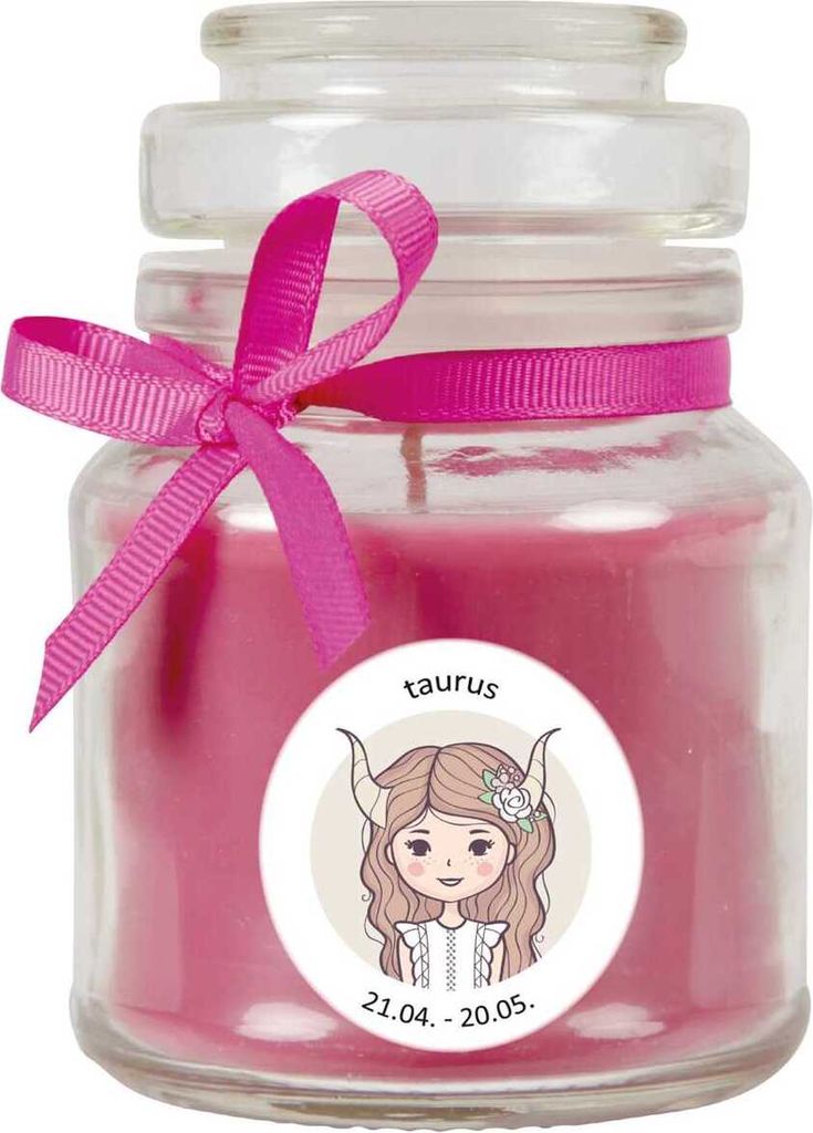 HS Candle "Sternzeichen" Duftkerze Lavendel im Bonbonglas ( Stier ) - viele Motive zur Auswahl, 120g - Brenndauer bis zu 30 Std - Taurus