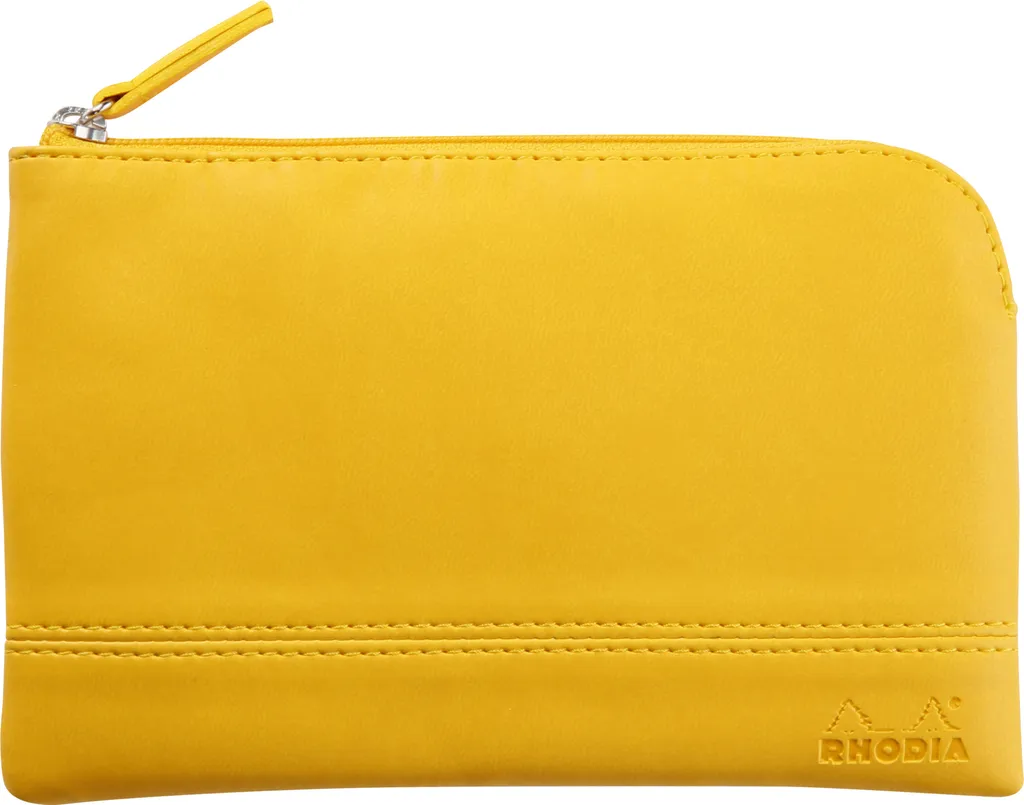 Pochette de Rangement Zippée Rhodia 11x17 cm Coloris Narcisse en Cuir Synthétique
