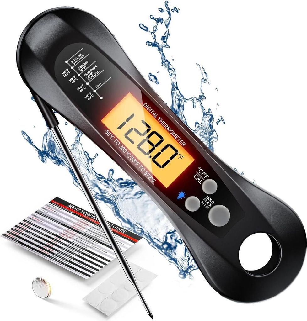 Meat Thermometer, Klappbares BBQ Fleischthermometer, 2–3s Schnellablesung, Wasserdichtes Küchenthermometer