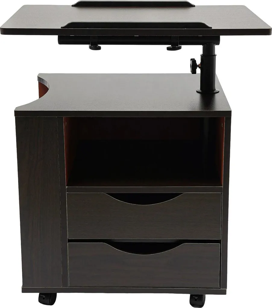 Table de lit ergonomique réglable noire avec roulettes amovibles