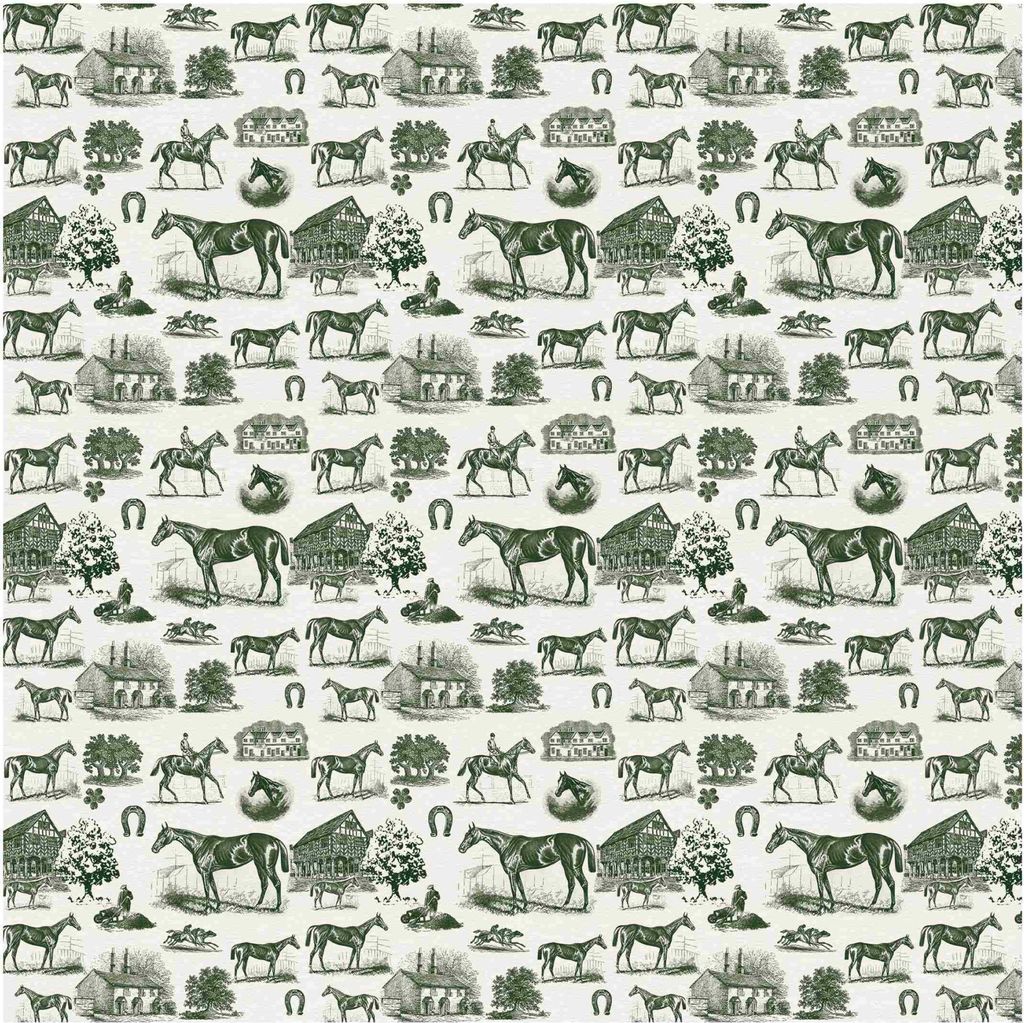 Fototapete Tiere - Vliestapete - Bildtapete UV-beständig Pferd grün Vintage Wandtapete geruchsfrei