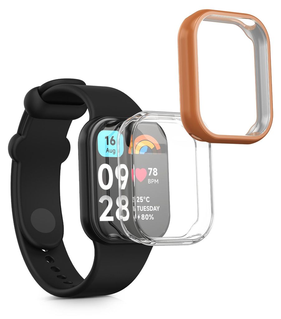 kwmobile 2x Silikon Hülle für Xiaomi Smart Band 8 Pro / Smart Band 9 Pro Schutzhülle - Fullbody Display Cover Set aus Silikon - Transparent Rose...