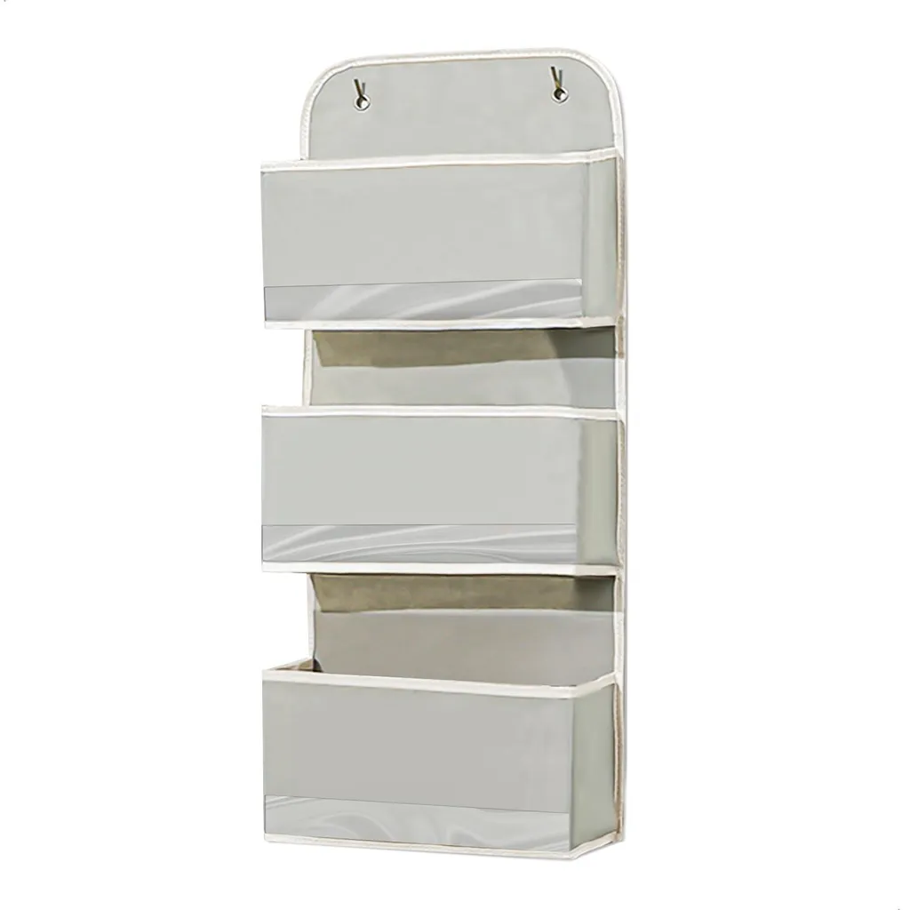 Organiseur de porte gris anti-encombrement - 3 compartiments de stockage