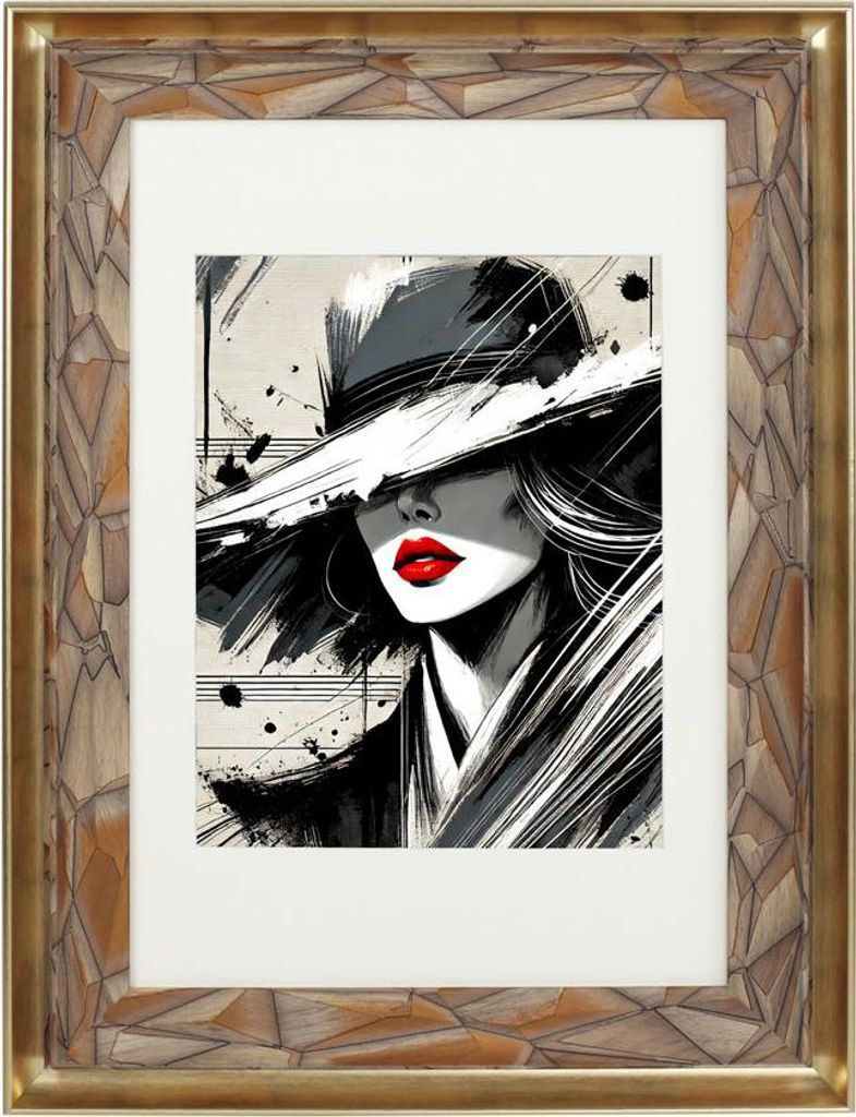 Dekorativer Bilderrahmen mit Passepartout Holzstruktur & Metallrahmen Aufhängbar & aufstellbar Ideal als Geschenk antiker Bilderrahmen Barockrahme...