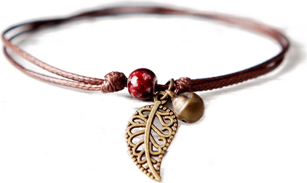 Keramik Perlen Armband Armreif Seil Kette Vintage Blatt Anhänger Paar Schmuck-13#