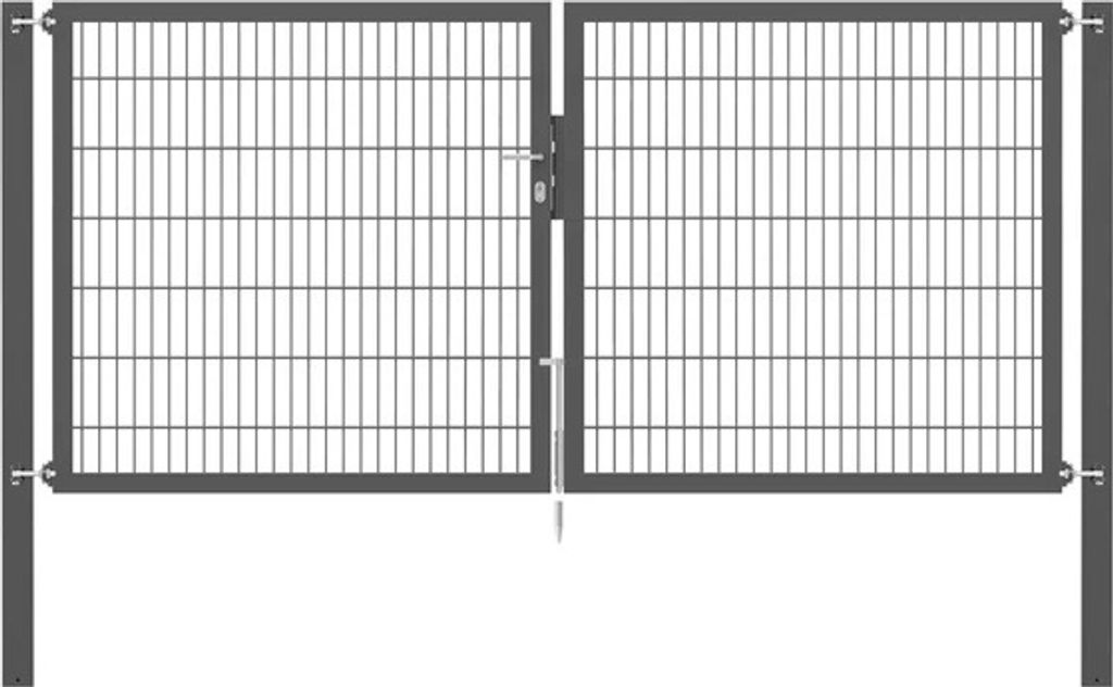Alberts Doppeltor Flexo Plus mit Zubehör, zum Einbetonieren, anthrazit, Breite 300 cm, Höhe 140 cm, Pfostenstärke 100 x 100 mm