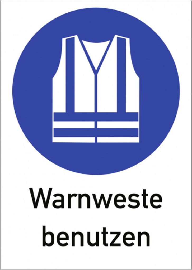 Gebotszeichen 'Warnweste benutzen' (M015) Kombischild mit Text, gem ASR A1.3 ... Schild Alu 26,2x37,1cm 1 Stück